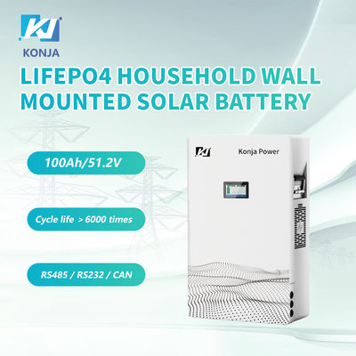 ราคาดี KonJa วงจรลึก แบตเตอรี่คุณภาพสูง เซลล์แบตเตอรี่ 51.2v 100Ah 5.12kWh LiFePO4 แบตเตอรี่แสงอาทิตย์ติดผนัง ออนไลน์